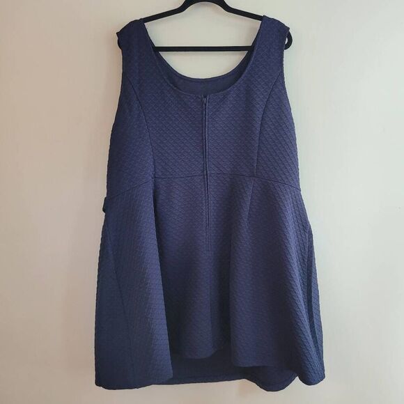 NWT Modcloth 4X navy blue sleeveless dress textured office closet staple - Picture 2 of 15